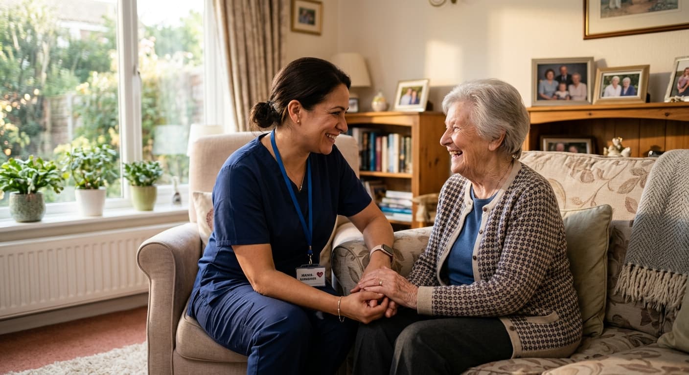 Caregiver assisting an elderly person