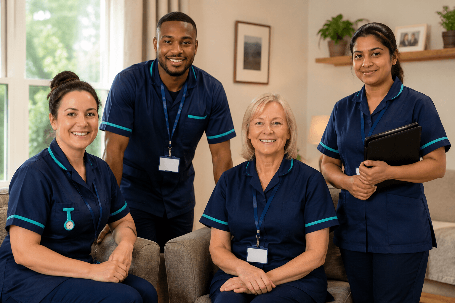 Happy team of health workers